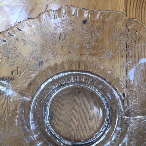 Vintage  Etched Glass Clear Depression - Picture 9 of 10